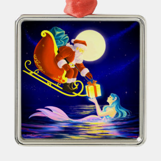 Santa and Mermaid Christmas Ornament