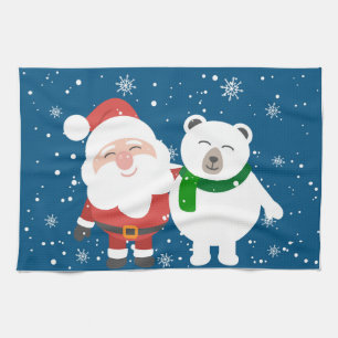 Santa and Polar Bear Kökshandduk