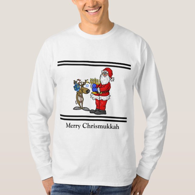Santa and Reindeer Chrismukkah T-shirt (Framsida)