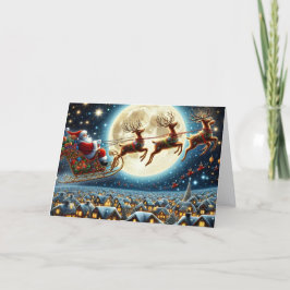 Santa and Reindeer Holiday Card Helgkort