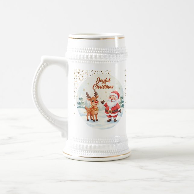 Santa and Reindeer Joy Mug – Cute Holiday Cup  Sejdel (Vänster)