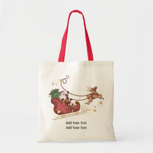 Santa and Reindeer Tote - SRF Tygkasse