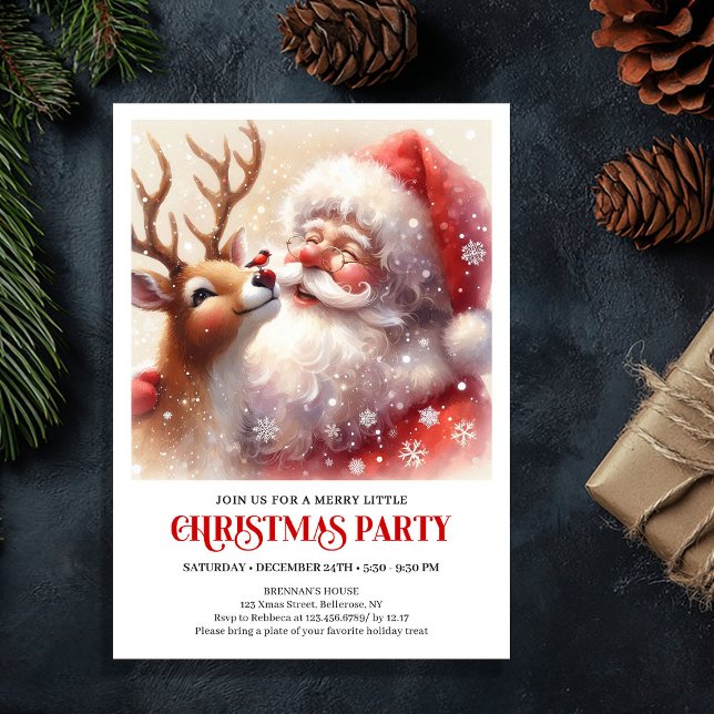 Santa and Rudolph Cheerful Christmas Invitation Inbjudningar (Santa and Rudolph Cheerful Christmas Invitation)
