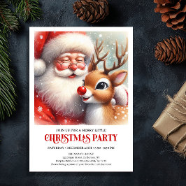 Santa and Rudolph Magical Christmas Party Invite Inbjudningar