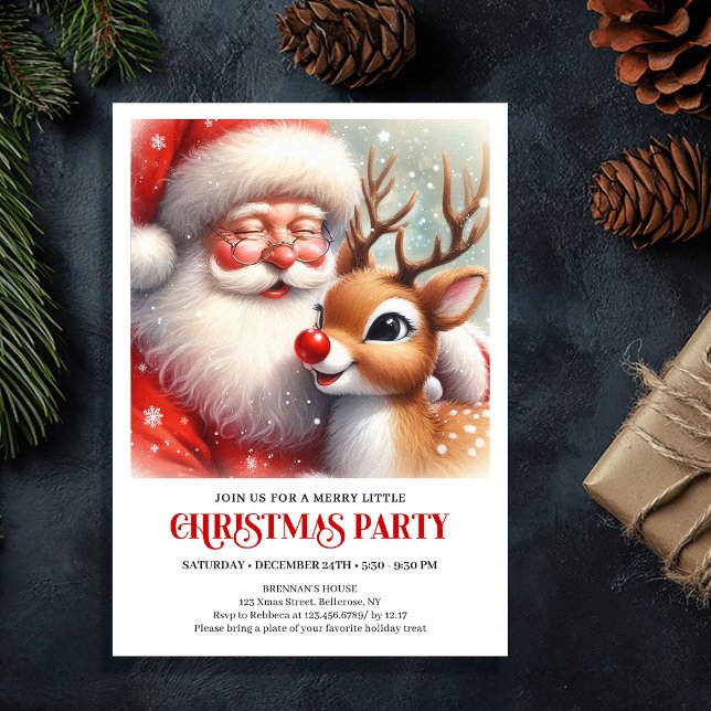 Santa and Rudolph Magical Christmas Party Invite Inbjudningar (Santa and Rudolph Magical Christmas Party Invite)