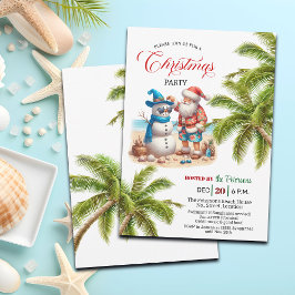 Santa and Snowman on the Beach Christmas Party Inbjudningar