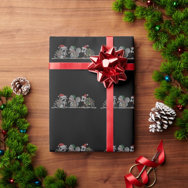 Santa Animals Xmas Silly Racoon Opossum Squirrel Presentpapper (Julgåva)