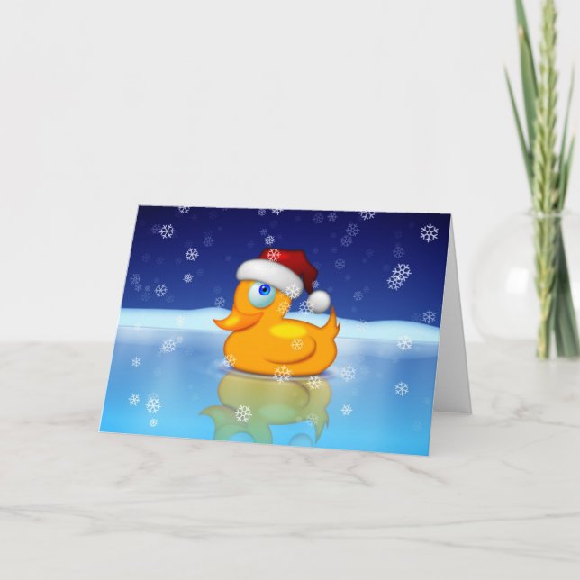 Santa Anka i Isig Pond i vinternatt Helgkort (Framsida)