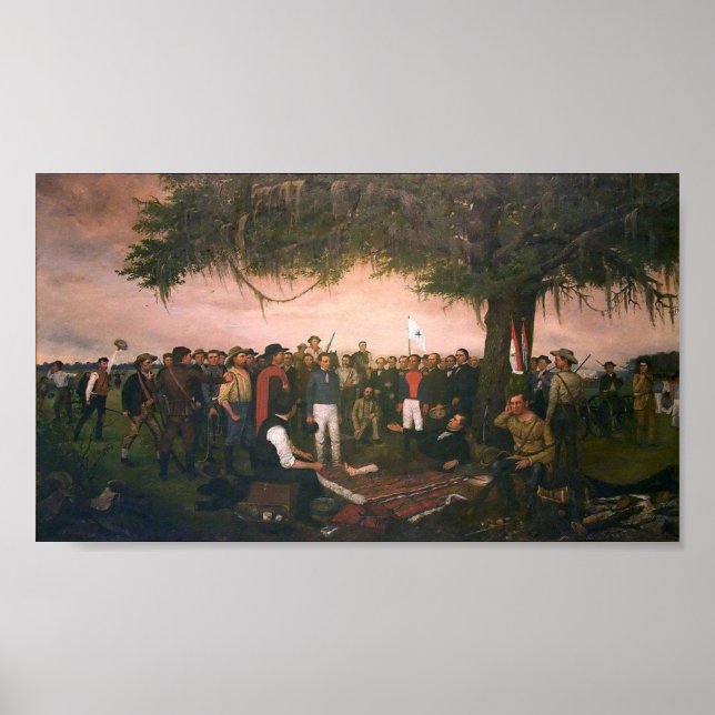 Santa Anna Surrender till Sam Houston vid San Jaci Poster (Framsidan)