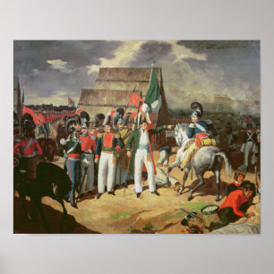 Santa Anna trotsar de spanska soldaterna Poster