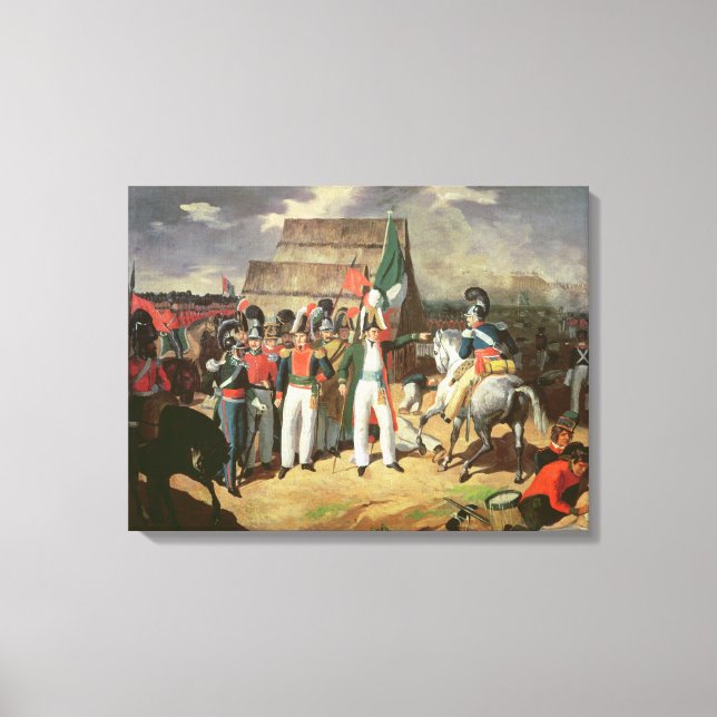 Santa Anna trotsar de spanska trupperna Canvastryck (Framsida)
