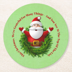 Santa Announcing Message Business Office jul Underlägg Papper Rund