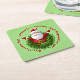 Santa Announting Din Namn-årsrödda Grönt Underlägg Papper Kvadrat
