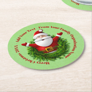 Santa Announting Din Namn-årsrödda Grönt Underlägg Papper Rund