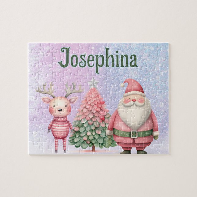 Santa Anpassad Barn Namn Pussel  (Horisontell)