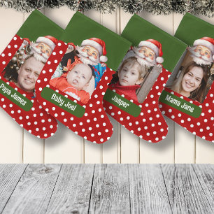 Santa Anpassningsbar Family Photo Namn och Message Stor Julstrumpa