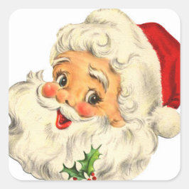 Santa Ansikte: Cute & Benice Jultomten Stickers Fyrkantigt Klistermärke