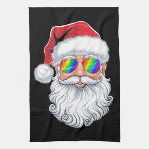 Santa Ansikte Gay Solglasögon Jul Xmas HBTQ Kökshandduk