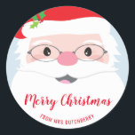 SANTA ANSIKTE hipster festive coola christmas mode Runt Klistermärke<br><div class="desc">by kat masard >> www.simplysweetpaperie.com<<< A cute little personalized sticker that can be used for any occasion - handmade craft items for Christmas, small business, or to dress up your personal seasonal stationery. Setup as a template it is easy to customize with your own text - make it yours! >>>...</div>