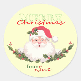 Santa Ansikte julklapp Stickers Runt Klistermärke