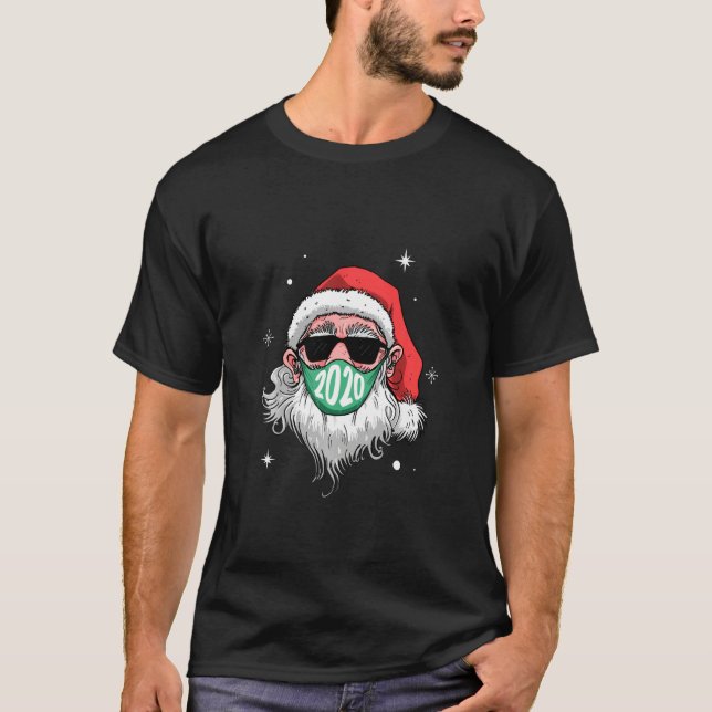 Santa Ansikte Mask Shirt Helgdag 2020 Secret Santa T Shirt (Framsida)