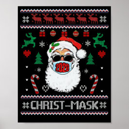 Santa Ansikte Mask Ugly jul Sweater 2020-familjen Poster