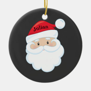 Santa Ansikte med Namn på Hat Julgransprydnad Keramik