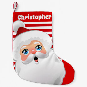 Santa Ansikte med Xmassy Red och White Mönster Liten Julstrumpa