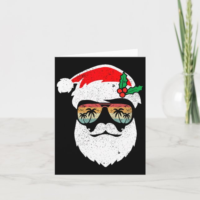 Santa Ansikte Retro Sungles Hawaii jul Julafton Tr Kort (Framsida)