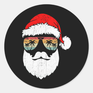 Santa Ansikte Retro Sungles Hawaiian Julafton T Runt Klistermärke