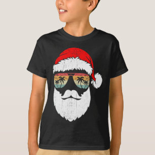 Santa Ansikte Retro Sungles Hawaiian Julafton T Shirt