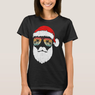 Santa Ansikte Retro Sungles Hawaiian Julafton T T Shirt