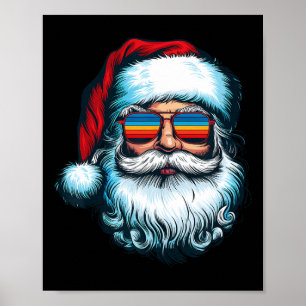 Santa Ansikte Retro Sungles jul Julafton Manar Kvi Poster
