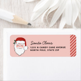 Santa Ansikte | Rosa och Röda Returadress Etikett