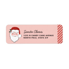 Santa Ansikte | Rosa och Röda Returadress Etikett