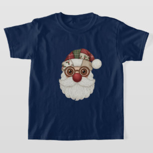 Santa Ansikte T-Shirt Patchwork Fabric Design