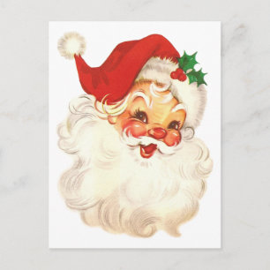 Santa ansikte vintage helg vykort