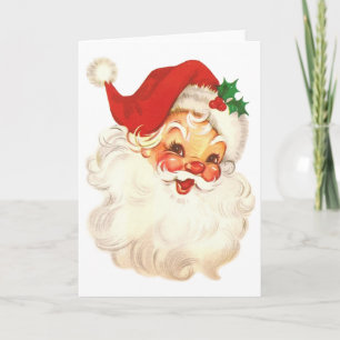 Santa ansikte vintage helgkort