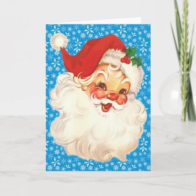 Santa ansikte vintage helgkort (Framsida)