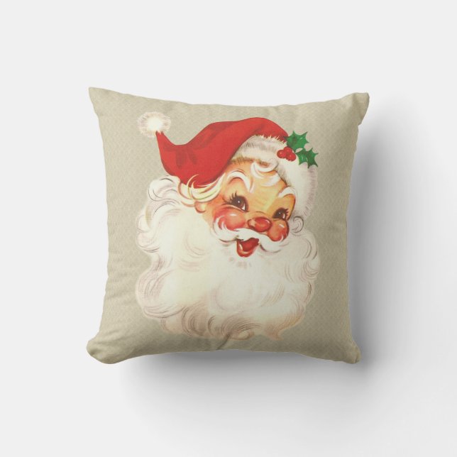 Santa Ansikte Vintage Pillow Kudde (Framsida)