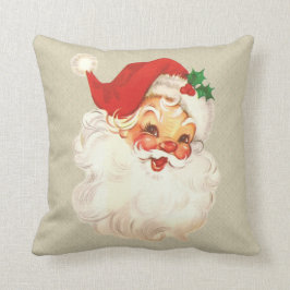 Santa Ansikte Vintage Pillow Kudde