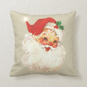 Santa Ansikte Vintage Pillow Kudde