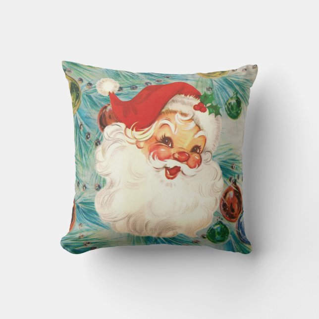 Santa Ansikte Vintage Pillow Kudde (Framsida)