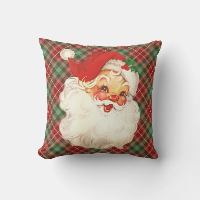 Santa Ansikte Vintage Pillow Kudde (Framsida)