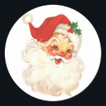 Santa ansikte vintage runt klistermärke<br><div class="desc">underbar Santa ansikte vintage</div>