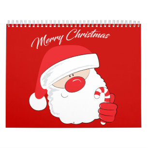 Santa Ansikte - vit text. Kalender
