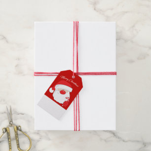 Santa Ansikte - vit text. Presentetikett