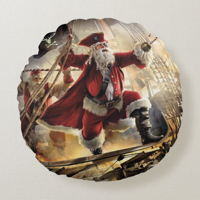 Santa är en Pirat Rund Kudde (Framsidan)