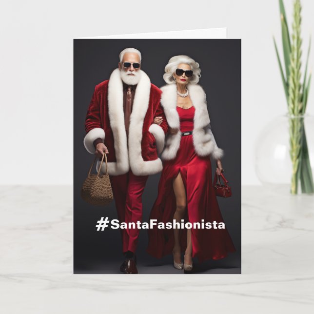 Santa är ett Fashionista-Helgdag kort (Framsida)