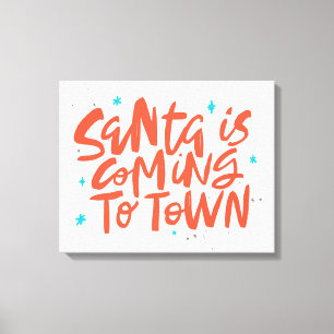Santa är på väg till Town Helgdag Design Canvastryck